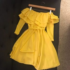 Yellow off the shoulder dress